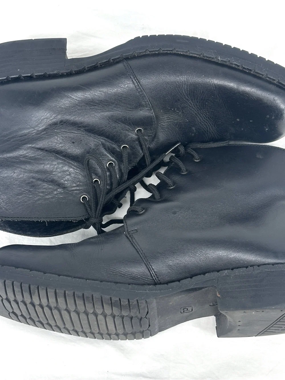 Vintage Guess Men's 12 Black Leather Lace-Up Chukka Boots Utility Streetwear